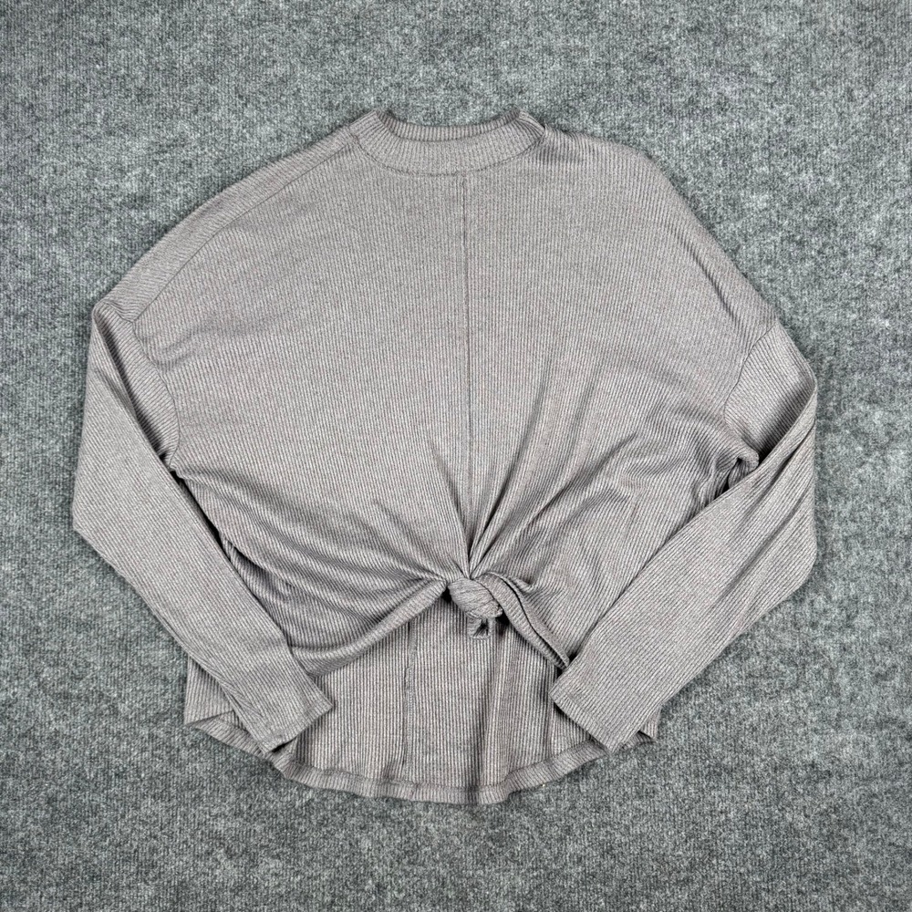 So Top Womens XL Brown Supercozy Ribbed Knit Front Knot Mock Neck Long Sleeve